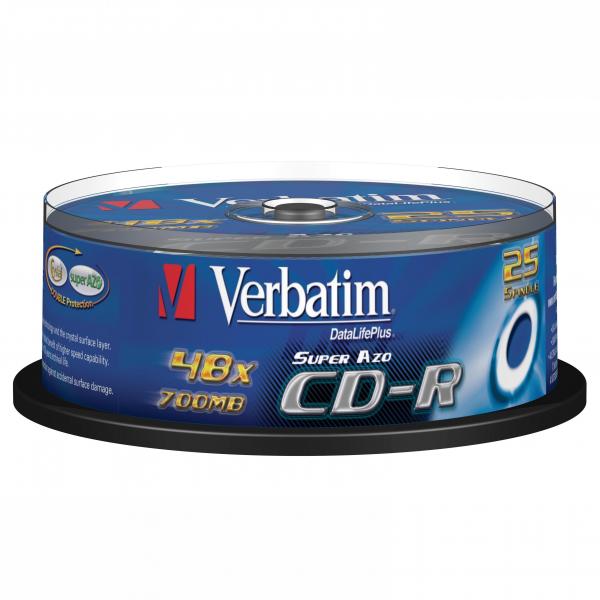 Verbatim CD-R DL+ 80, Super AZO, cake 25ks 43352
