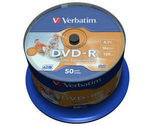 Verbatim DVD-R (16x), Printable, cake 50ks 43533