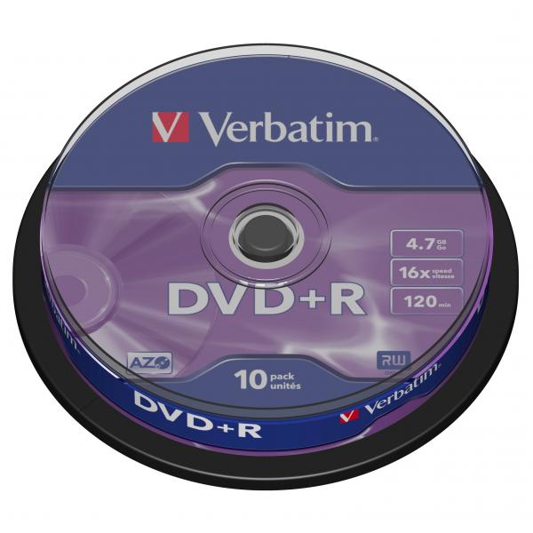 Verbatim DVD+R (16x), cake 10ks 43498