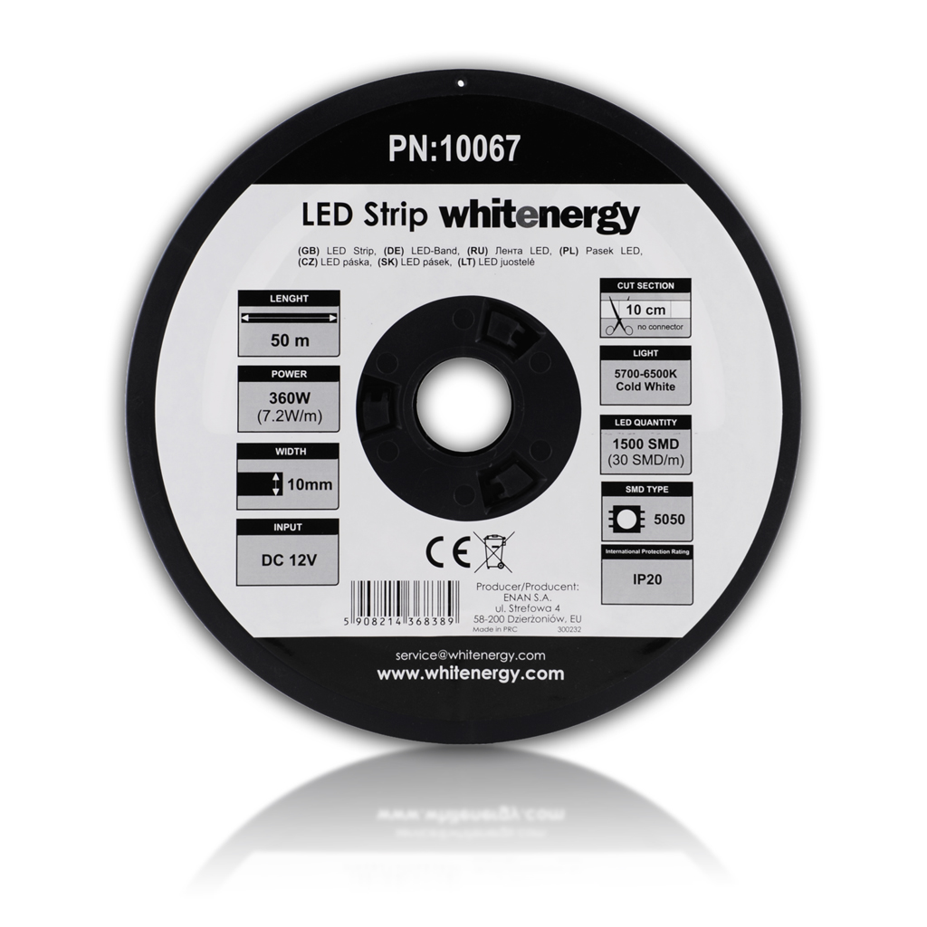 Whitenergy LED páska 1m SMD5050 7.2W/m 10mm studená bílá 10067