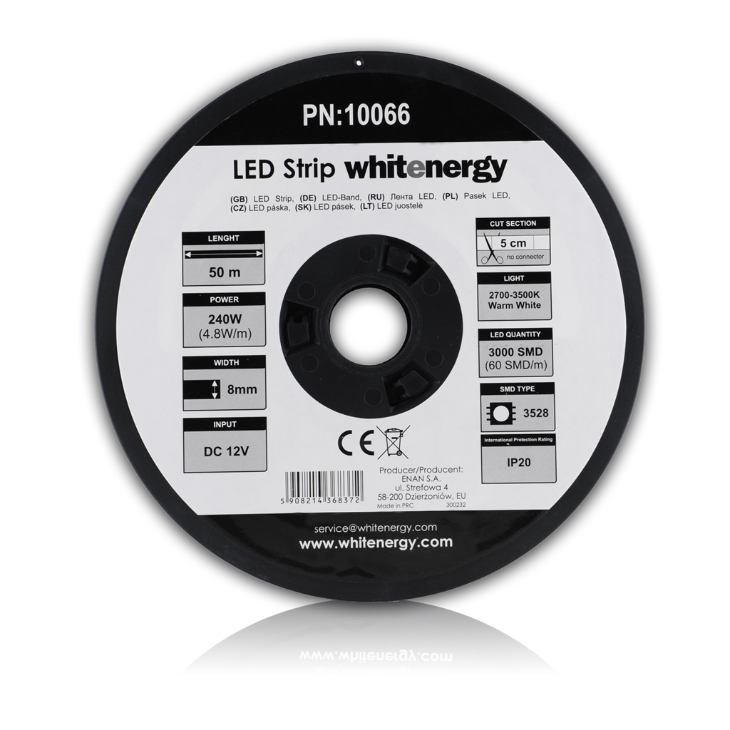 Whitenergy LED páska 1m SMD3528 4.8W/m 8mm teplá bílá 10066