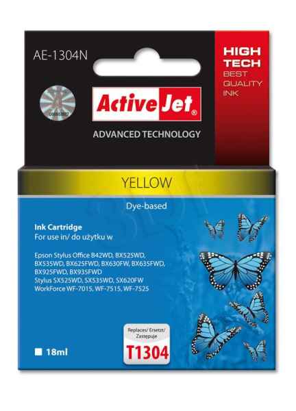ActiveJet T1304 - Yellow 100% NEW - 18 ml AE-1304N EXPACJAEP0210