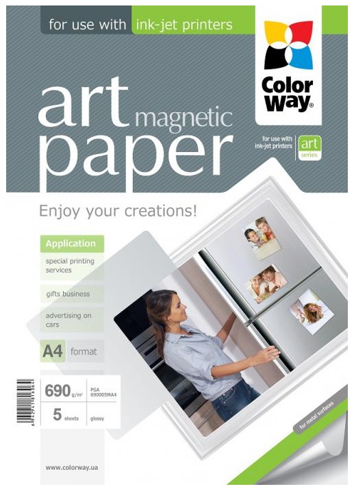 Colorway fotopapír ART glossy magnetic 690g/m2, A4 / 5kusů PGA690005MA4
