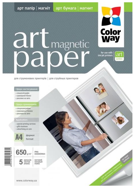 Colorway fotopapír ART matte magnetic 650g/m2, A4/ 5 kusů PMA650005MA4