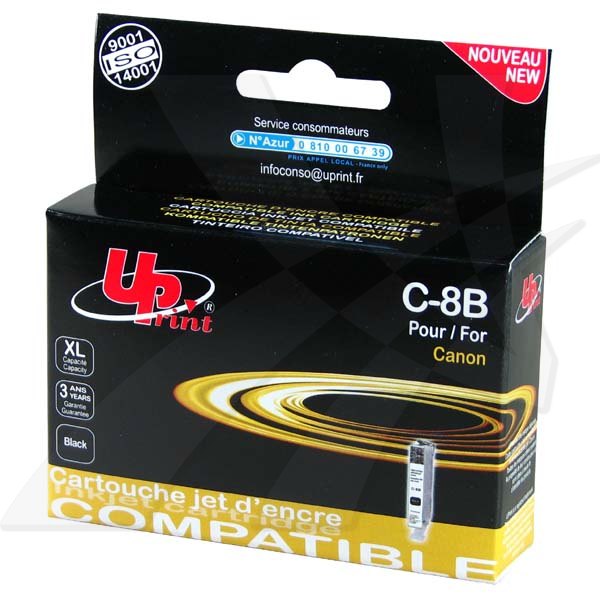 UPrint kompatibilní ink s CLI8BK - Black,14ml,C-8B,pro Canon iP4200,iP5200,iP5200R,MP500,MP800