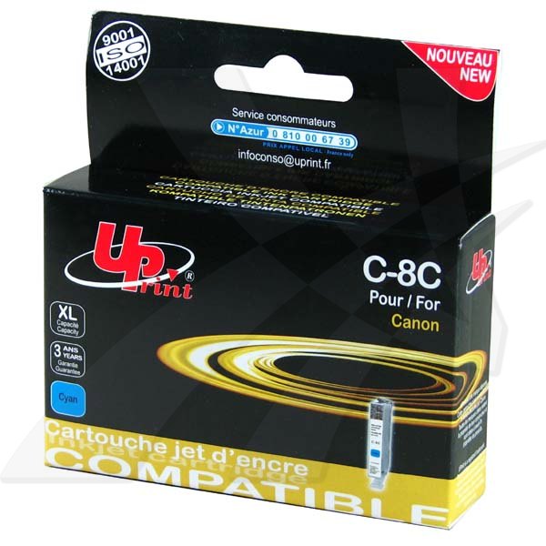 UPrint kompatibilní ink s CLI8C - cyan,14ml,C-8C,pro Canon iP4200,iP5200,iP5200R,MP500,MP800,