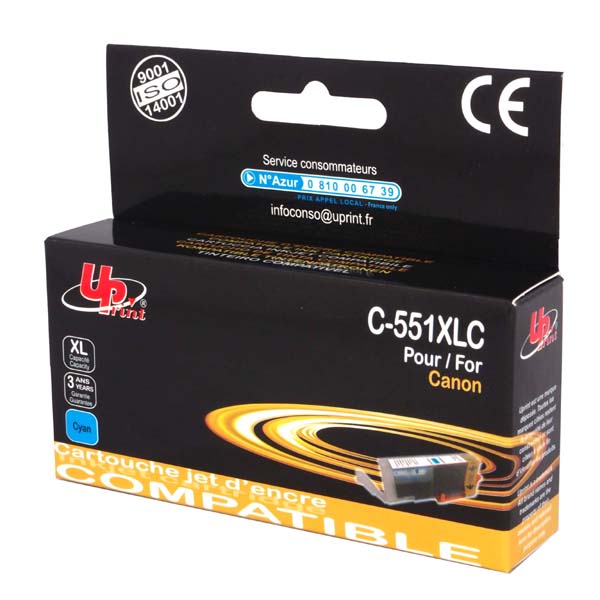 UPrint kompatibilní ink s CLI551C XL - cyan,15ml,C-551XLC,high capacity,pro Canon PIXMA iP7250,M