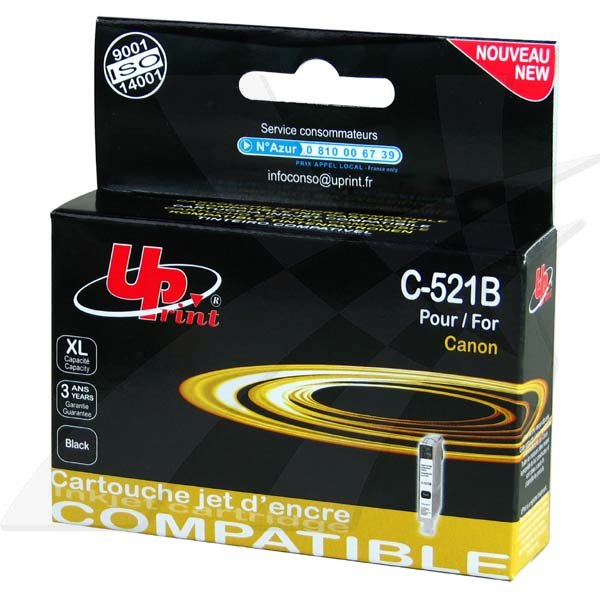 UPrint kompatibilní ink s CLI521BK - Black,10,5ml,C-521B,pro Canon iP3600,iP4600,MP620,MP630,M
