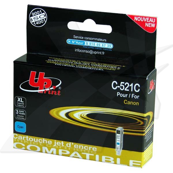 UPrint kompatibilní ink s CLI521C - cyan,10,5ml,C-521C,pro Canon iP3600,iP4600,MP620,MP630,MP9