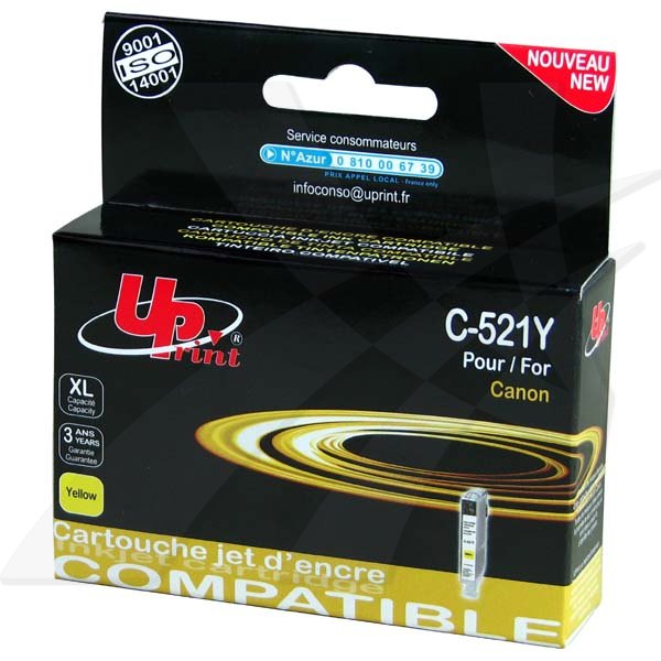 UPrint kompatibilní ink s CLI521Y - yellow,10,5ml,C-521Y,pro Canon iP3600,iP4600,MP620,MP630,M