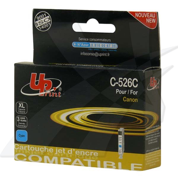 UPrint kompatibilní ink s CLI526C - cyan,10ml,C-526C,pro Canon Pixma MG5150,MG5250,MG6150,MG81
