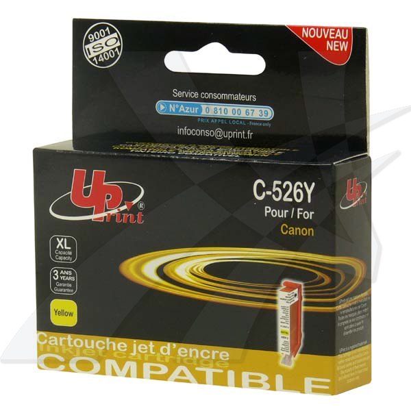 UPrint kompatibilní ink s CLI526Y - yellow,10ml,C-526Y,pro Canon Pixma MG5150,MG5250,MG6150,MG