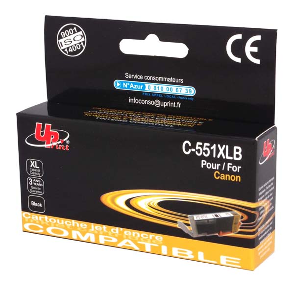 UPrint kompatibilní ink s CLI551BK XL - Black,15ml,C-551XLB,high capacity,pro Canon PIXMA iP7250,