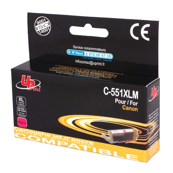 UPrint kompatibilní ink s CLI551M XL - magenta,15ml,C-551XLM,high capacity,pro Canon PIXMA iP7250