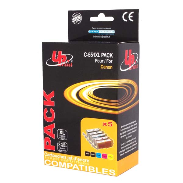 UPrint kompatibilní ink s CLI551, 2xblack/1xcyan/1xmagenta/1xyellow,C-551XL-PACK - pro Canon PIXMA i