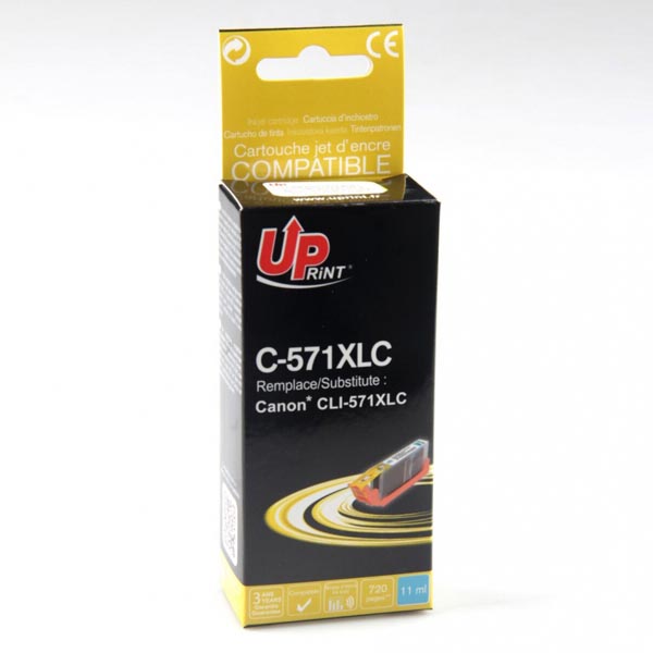 UPrint kompatibilní ink s CLI571C XL, cyan, 720str., 11ml, C-571XLC, high capacity, pro Canon PIXMA