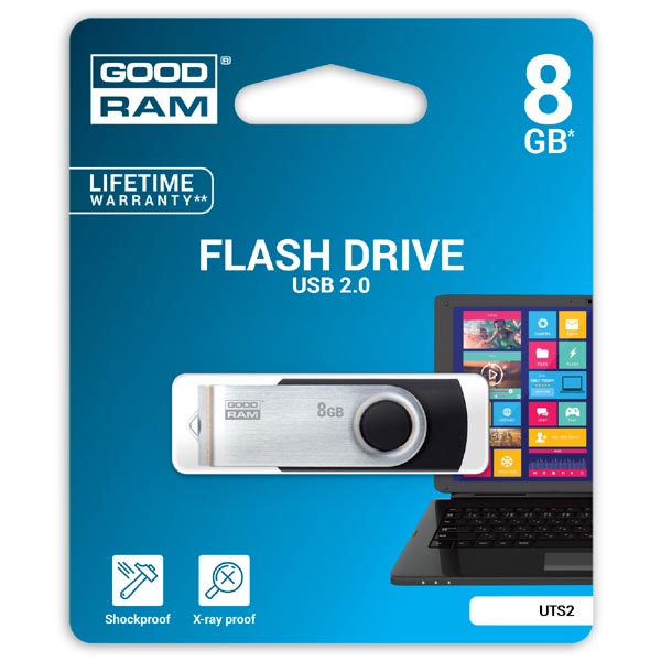 Goodram 8GB UTS2, USB 2.0, černý, UTS2-0080K0R11
