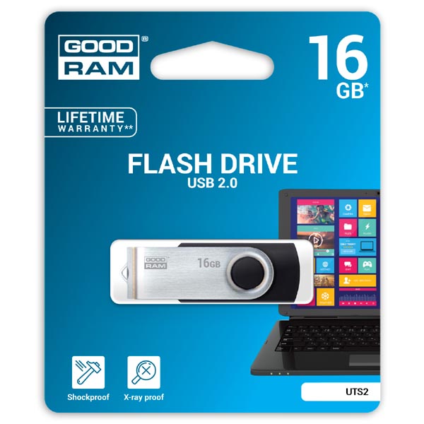Goodram 16GB UTS2, USB 2.0, černý, UTS2-0160K0R11