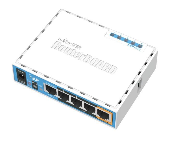 MikroTik RouterBOARD RouterBOARD RB951Ui-2nD, hAP,CPU 650MHz, 5x LAN, 2.4Ghz 802.11b/g/n, USB, 1x PoE out, L4
