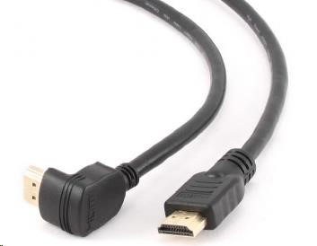 Gembird Kabel HDMI-HDMI M/M 3m, 1.4, M/M stíněný, zlacené kontakty, 90° lomený, černý CC-HDMI490-10