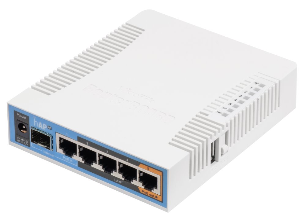 MikroTik RouterBOARD RB962UiGS-5HacT2HnT hAP ac 5x LAN, 2.4+5Ghz, 802.11b/g/n/ac, ROSL4, USB, 1x SFP