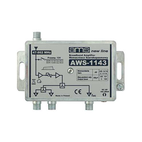 AMS Anténní zesilovač AWS-1143 (47-862MHz, 16dB, 3x výstup)
