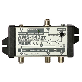 AMS Anténní zesilovač AWS-143S (1-69R 3-OUT 14dB)