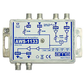 AMS Anténní zesilovač AWS-1133 (FM/BIII/UHF/UHF 14dB)