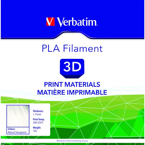 Verbatim Filament, PLA, Natural Transparent, 1,75 mm, 1 kg 55317