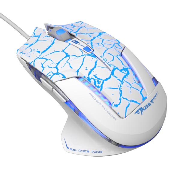 E-blue Myš Mazer Pro, optická, 6tl., 1 kolečko, drátová (USB), bílo-modrá, 2500DPI, herní, e-box EMS600WCCZ-IU