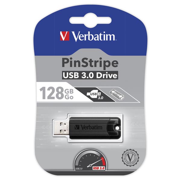 Verbatim PinStripe USB 3.0, 128GB - černá 49319