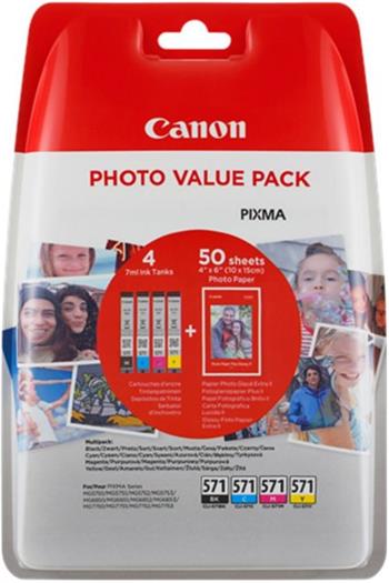 Canon CLI-571XL C/M/Y/BK + 50x PP-201 0332C005