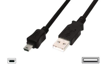 USB 2.0 HighSpeed Cable USB A M (plug)/miniUSB B(5pin) M (plug)3m black AK-300130-030-S