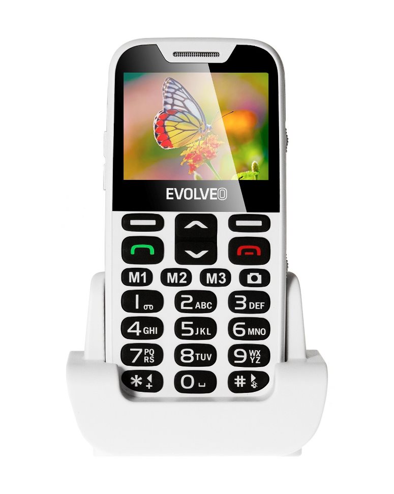 Evolveo EasyPhone XD, mobilní telefon pro seniory s nabíjecím stojánkem, bílá EP-600-XDW