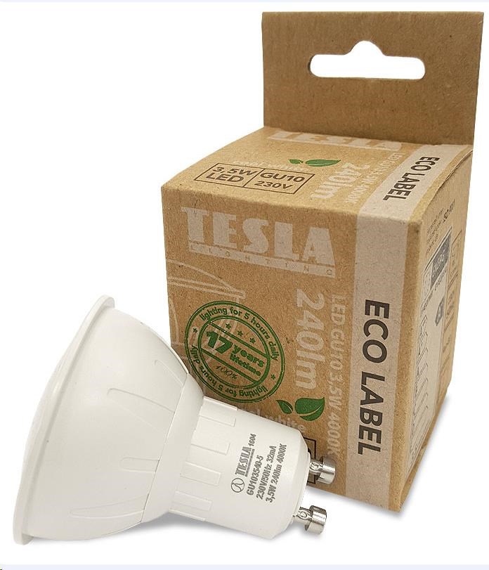 Tesla LED žárovka GU10, 3,5W, 230V, 240lm, 30 000h, 4000K studená bílá, 100° GU103540-5