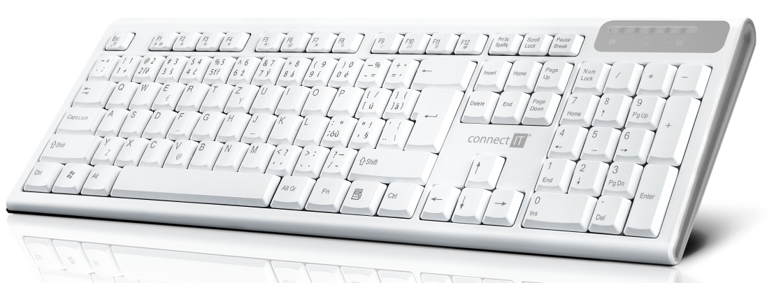 Connect It Multimediální bezdrátová klávesnice, 2,4GHz, USB, CZ + SK layout, bílá CKB-3010-CS