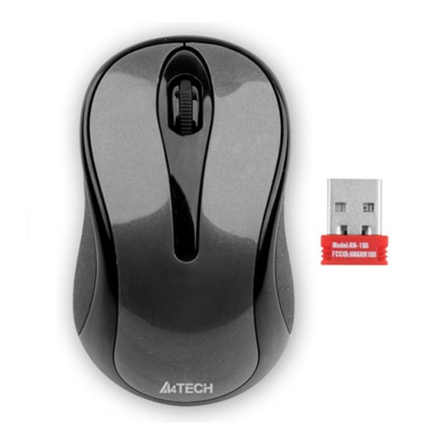 A4tech G3-280N V-Track, bezdrátová optická myš, 2.4GHz, 10m dosah, šedo-černá