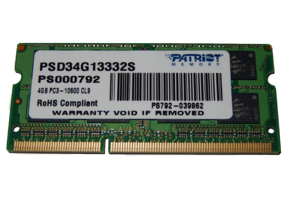 PATRIOT 4GB DDR3 1333MHz / SO-DIMM / CL9 / EP PC3-10666 PSD34G13332S