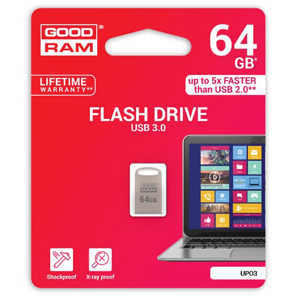 Goodram USB 3.0, 64GB, UPO3, stříbrná, UPO3-0640S0R11