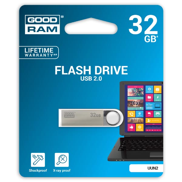 Goodram USB 2.0, 32GB, UUN2, stříbrná, UUN2-0320S0R11