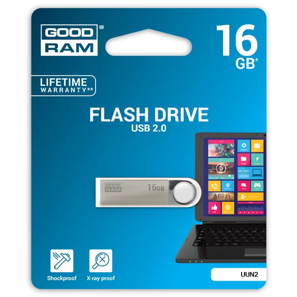 Goodram USB 2.0, 16GB, UUN2, stříbrná, UUN2-0160S0R11