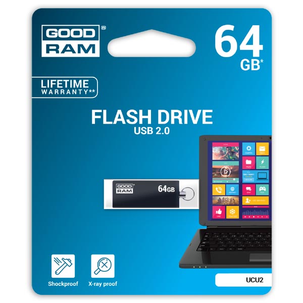 Goodram USB 2.0, 64GB, UCU2, černý, UCU2-0640K0R11