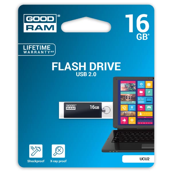 Goodram USB 2.0, 16GB, UCU2, černý, UCU2-0160K0R11
