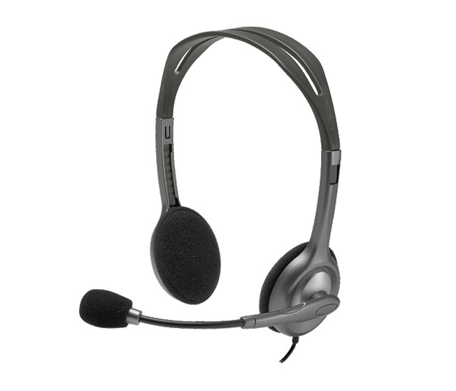 Logitech Headset Stereo H111, drátová sluchátka + mikrofon/ 3,5 mm jack/ šedá 981-000593