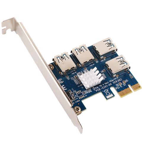 ANPIX adaptér z PCI-E 1x na 4 porty pro RISER karty s konektorem USB (vhodné pro těžbu kryptoměny, mining) AG-EUX1-04