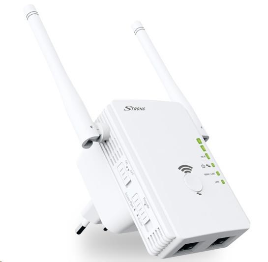 STRONG univerzální opakovač 300/ Wi-Fi standard 802.11b/g/n/ 300 Mbit/s/ 2,4GHz/ 2x LAN/ bílý REPEATER300V2