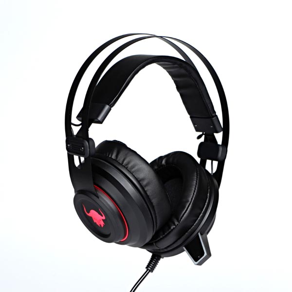 Red Fighter H3, sluchátka s mikrofonem, ovládání hlasitosti, černo-červená, herní, podsvícená, 3.5