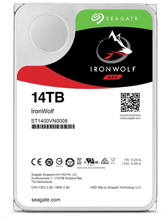 Seagate IronWolf 3,5", 14TB (NAS) 7200rpm/SATA-III/256MB ST14000VN0008