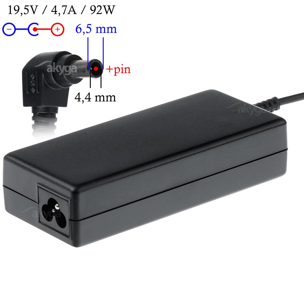 Akyga notebook power adapter AK-ND-20 19.5V/4.7A 92W 6.5x4.4 mm + pin SONY