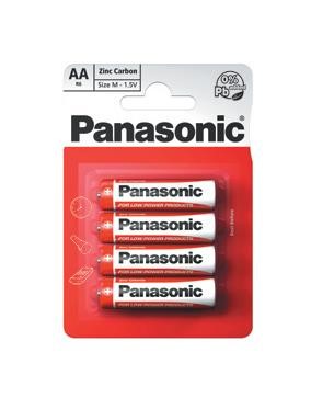 Panasonic Zinkouhlíkové baterie Red Zinc - blistr AA 1,5V balení - 4ks